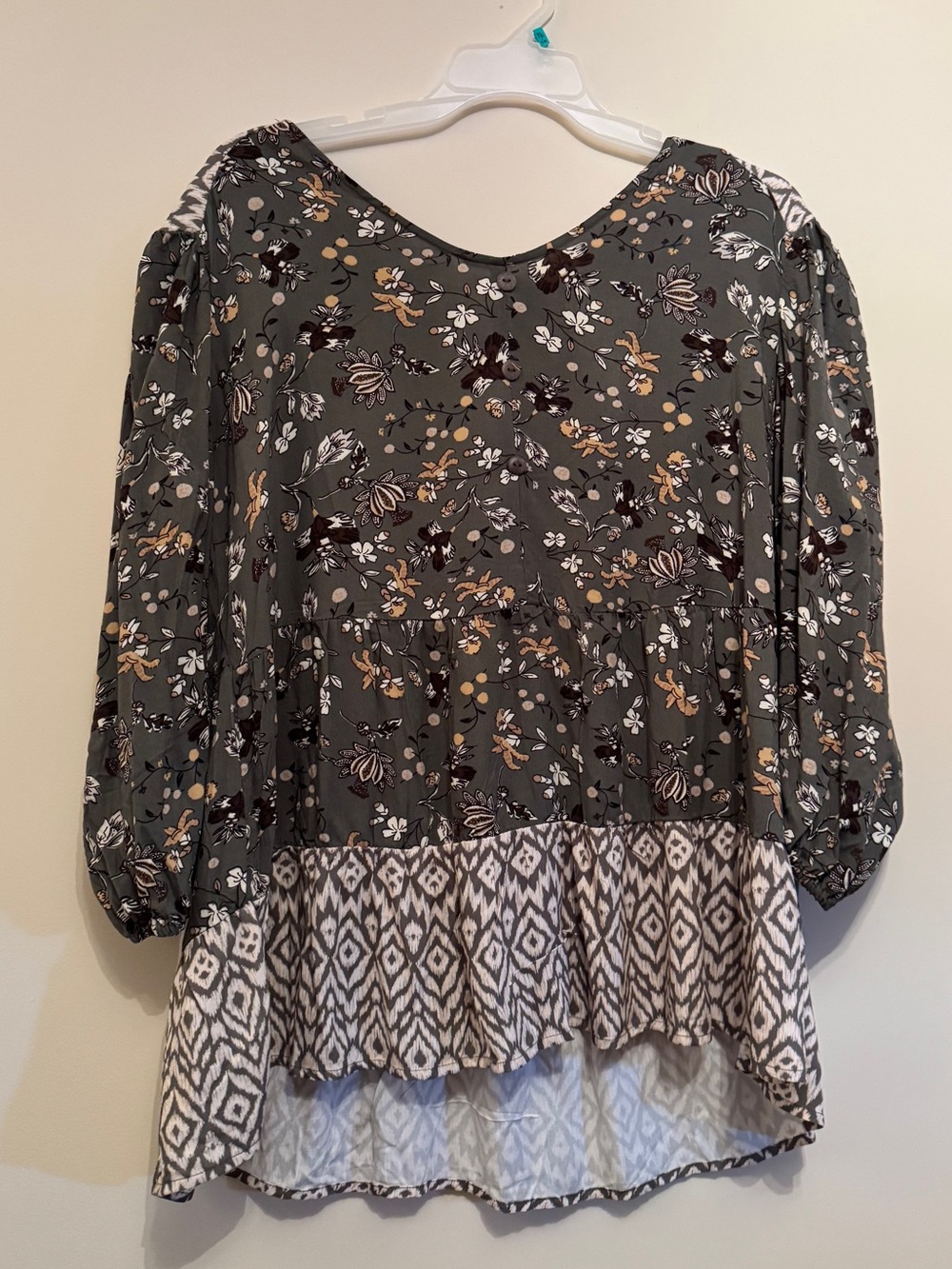 Blouse Floral Geometric Tunic Poppy Whimsy Plus Size 3X NWT Fall Boho